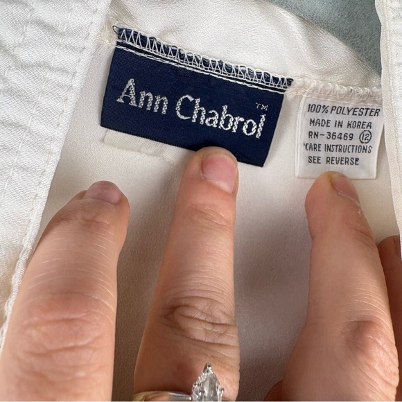 VTG Ann Chabrol Elegant Cream Pleated Button Down Shirt Women’s Sz 12 - Picture 5 of 9